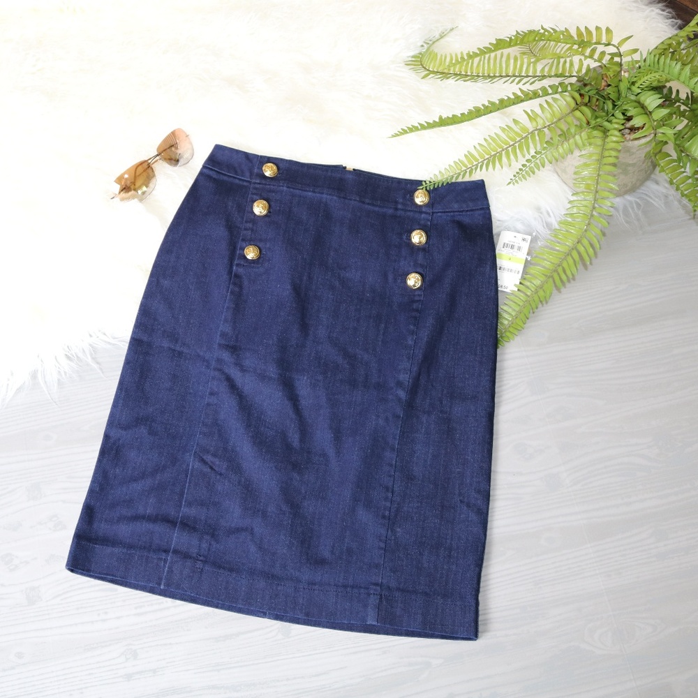 NWT MAISON JULES Women's Denim Sailor Skirt Size 4